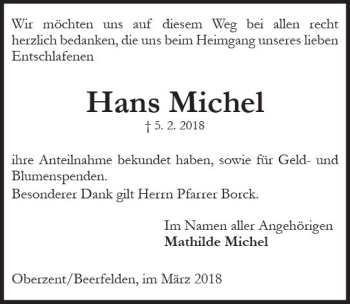 Traueranzeige von Hans Michel von Trauerportal Rhein Main Presse