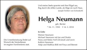 Traueranzeige von Helga Neumann von  Camberger Anzeiger