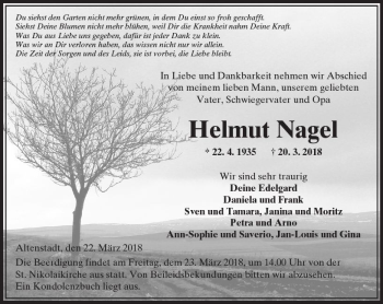 Traueranzeige von Helmut Nagel von  Kreisanzeiger
