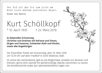 Traueranzeige von Kurt Schöllkopf von Trauerportal Rhein Main Presse