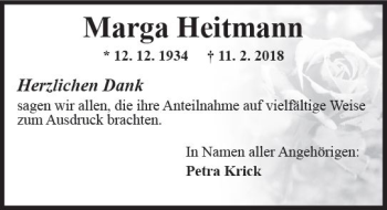 Traueranzeige von Marga Heitmann von Trauerportal Rhein Main Presse