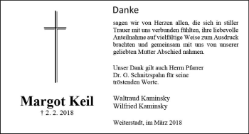 Traueranzeige von Margot Keil von Trauerportal Rhein Main Presse