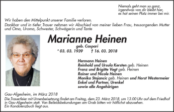 Traueranzeige von Marianne Heinen von Trauerportal Rhein Main Presse
