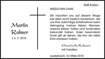 Traueranzeige von Martin Rahner von VRM Trauer