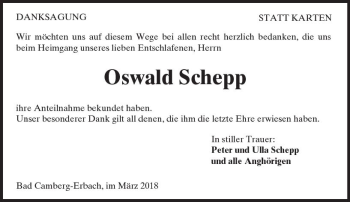 Traueranzeige von Oswald Schepp von  Camberger Anzeiger