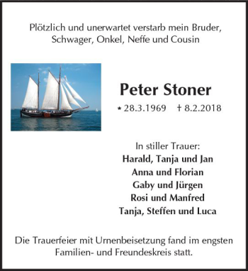 Traueranzeige von Peter Stoner von Trauerportal Rhein Main Presse