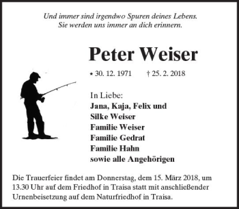 Traueranzeige von Peter Weiser von Trauerportal Rhein Main Presse