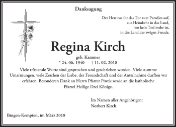 Traueranzeige von Regina Kirch von Trauerportal Rhein Main Presse