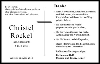 Traueranzeige von Christel Rockel von VRM Trauer