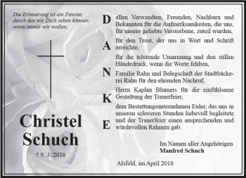 Traueranzeige von Christel Schuch von VRM Trauer