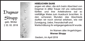 Traueranzeige von Dagmar Strupp von  Kreisanzeiger