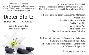 Traueranzeige von Dieter Stoltz von  Kreisanzeiger
