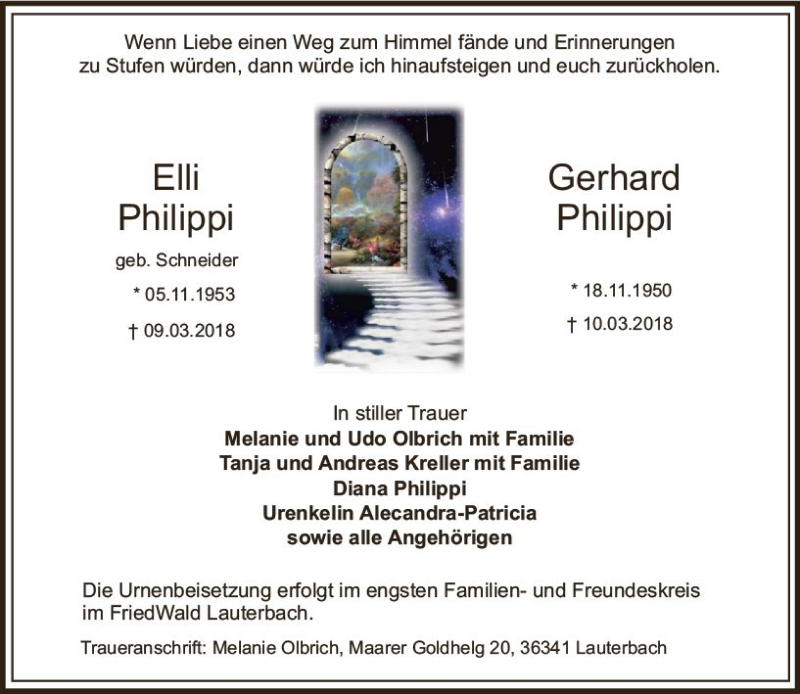  Traueranzeige für Gerhard Philippi vom 06.04.2018 aus VRM Trauer