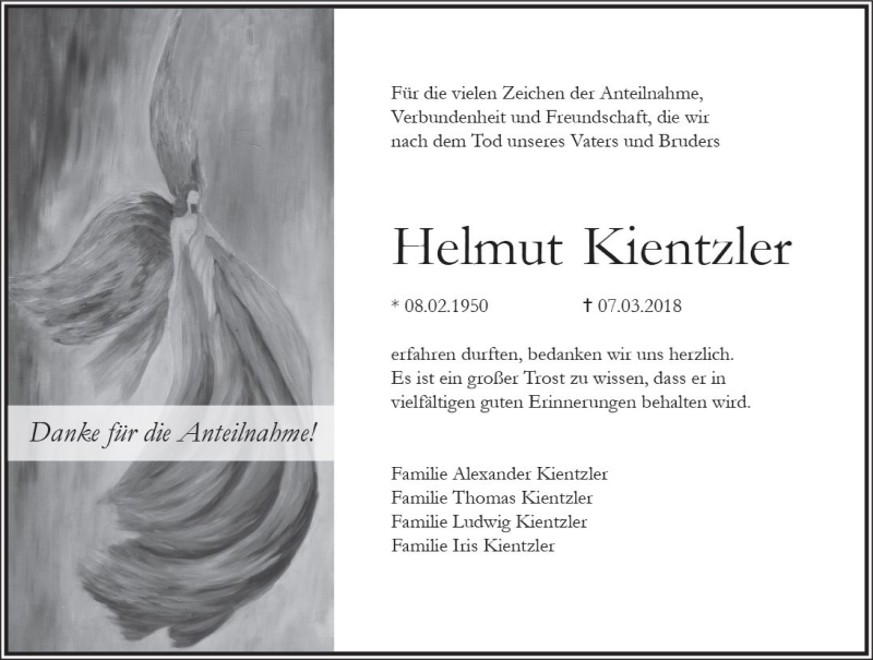  Traueranzeige für Helmut Kientzler vom 28.04.2018 aus Trauerportal Rhein Main Presse