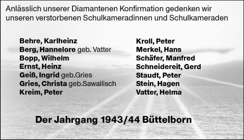  Traueranzeige für Im Gedenken  vom 28.04.2018 aus Trauerportal Rhein Main Presse