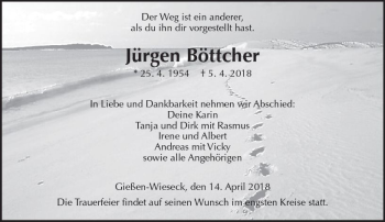 Traueranzeige von Jürgen Böttcher von  Gießener Anzeiger
