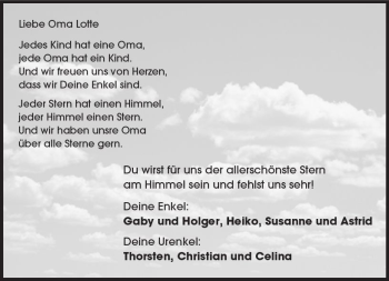 Traueranzeige von Lieselotte Kauer von Trauerportal Rhein Main Presse