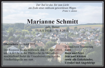 Traueranzeige von Marianne Schmitt von  Camberger Anzeiger