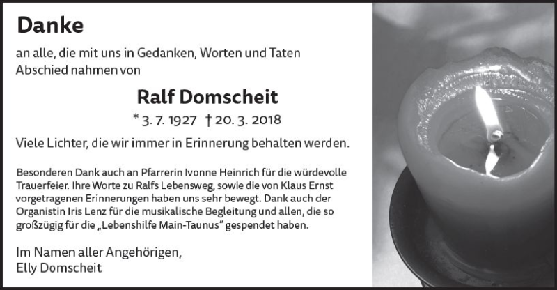  Traueranzeige für Ralf Domscheit vom 27.04.2018 aus Trauerportal Rhein Main Presse