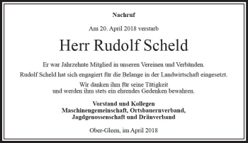 Traueranzeige von Rudolf Scheld von VRM Trauer
