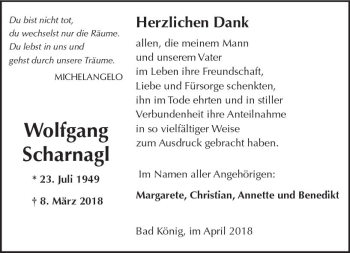 Traueranzeige von Wolfgang Scharnagl von Trauerportal Rhein Main Presse