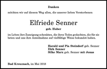 Traueranzeige von Elfriede Senner von Trauerportal Rhein Main Presse