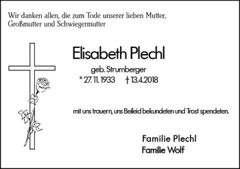 Traueranzeige von Elisabeth Plechl von Trauerportal Rhein Main Presse