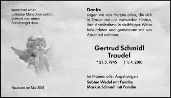 Traueranzeige von Gertrud Schmid von Trauerportal Rhein Main Presse