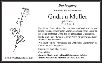 Traueranzeige von Gudrun Müller von VRM Trauer