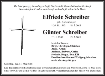 Traueranzeige von Günter Schreiber von  Kreisanzeiger