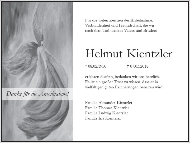  Traueranzeige für Helmut Kientzler vom 09.05.2018 aus Trauerportal Rhein Main Presse