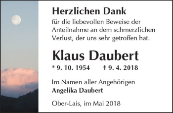 Traueranzeige von Klaus Daubert von  Kreisanzeiger