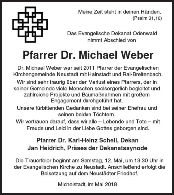 Traueranzeige von Michael Weber von Trauerportal Rhein Main Presse