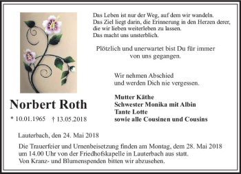 Traueranzeige von Norbert Roth von VRM Trauer
