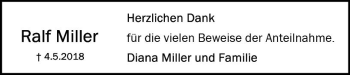 Traueranzeige von Ralf Miller von Trauerportal Rhein Main Presse