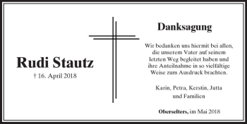 Traueranzeige von Rudi Stautz von  Camberger Anzeiger