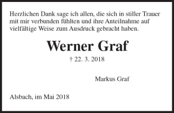 Traueranzeige von Werner Graf von Trauerportal Rhein Main Presse