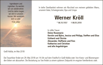 Traueranzeige von Werner Kröll von  Kreisanzeiger