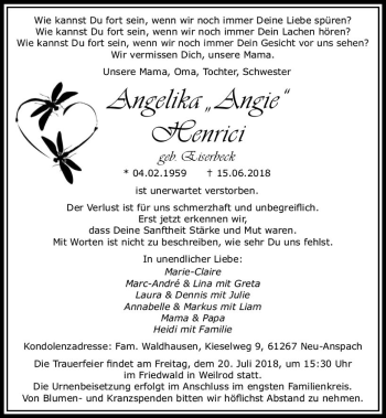 Traueranzeige von Angelika Henrici von  Usinger Anzeiger