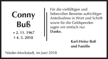 Traueranzeige von Conny Buß von  Kreisanzeiger