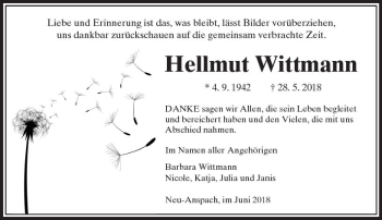 Traueranzeige von Hellmut Wittmann von  Usinger Anzeiger