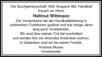 Traueranzeige von Hellmut Wittmann von  Usinger Anzeiger