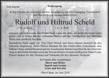 Traueranzeige von Hiltrud Scheld von VRM Trauer