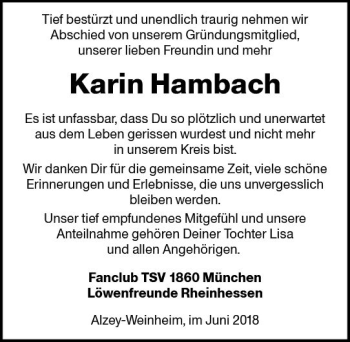 Traueranzeige von Karin Hambach von Trauerportal Rhein Main Presse