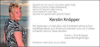 Traueranzeige von Kerstin Knöpper von  Gießener Anzeiger