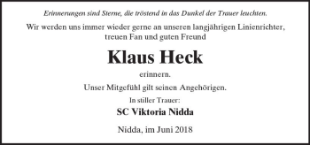 Traueranzeige von Klaus Heck von  Kreisanzeiger