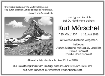 Traueranzeige von Kurt Mörschel von  Kreisanzeiger