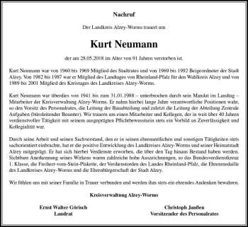 Traueranzeige von Kurt Neumann von Trauerportal Rhein Main Presse