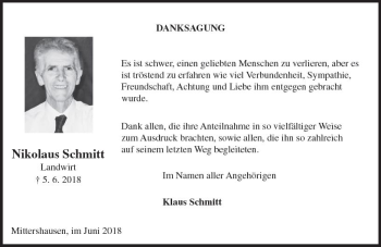 Traueranzeige von Nikolaus Schmitt von Trauerportal Rhein Main Presse
