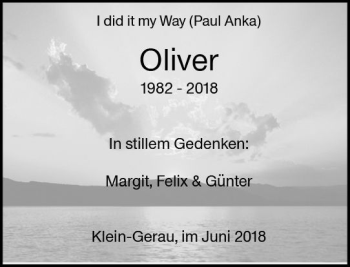 Traueranzeige von Oliver Bartloff von Trauerportal Rhein Main Presse